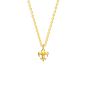 Preview: Die feine Gliederkette hat einen Lilien-Anhänger aus 14 kt Gold. Die Lilie hat die klassische, stilisierte Form aus der Heraldik, wie sie auch als Fleur-de-Lys im Wappen der französischen Könige verwendet wurde. Handgefertigt aus 14 kt Gold in Athen.