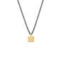 Preview: Diese stilvolle Halskette von Krinaki Jewelry aus Schwarzem Silber hat einen zauberhaft-elegantes, goldenes Quadrat als Anhänger. Der Anhänger hängt frei an einer Öse. Handgefertigt in Athen aus Sterling Silber und 14 kt Gold.