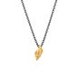 Preview: Diese Gliederkette in Schwarzem Sterling Silber hat ein elegantes, feingearbeitetes Triton-Anhänger aus 14 kt Gold als Anhänger. Das Schneckengehäuse ist naturalistisch gearbeitet und wird von Krinaki Goldschmuck in Athen handgefertigt.