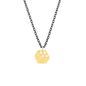 Preview: Diese Halskette ist aus geschwärztem Sterling-Silber und hat einen flachen Würfel-Anhänger aus 14 kt. Gold mit vier funkelnden Zirkonias als Ziffern in der oberen Ecke. Das Würfel-Design wirkt dreidimensional. Handgefertigt in Athen.