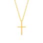 Preview: An der schlichten, goldene Gliederkette hängt feines, elegantes Kreuz mit schlanken Proportionen. Am oberen Ende des Kreuzes ist eine Öse angebracht, an der der Anhänger frei auf der Kette läuft. Von Krinaki aus 14 Karat Gold in Athen handgefertigt.