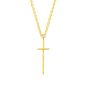 Preview: An der feinen, goldene Gliederkette hängt an einer frei auf der Halskette laufendes, lateinisches Kreuz, das in der Senkrechten Achse verlängert ist. Von Krinaki Jewelry aus 14 Karat Gold in Athen handgefertigt.
