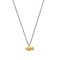 Preview: Die verspielte Halskette aus geschwärztem Silber mit sympathischem kleinem Fisch-Anhänger aus Gold wartet schon im Perlenmarkt OnlineShop auf Dich! Jetzt entdecken!