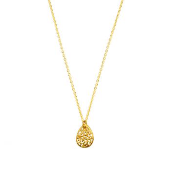 Die fantastische Halskette mit hinreißendem, filigran-gearbeitetem Ornament-Tropfen als Anhänger wartet schon im Perlenmarkt OnlineShop auf Dich! Jetzt entdecken!
