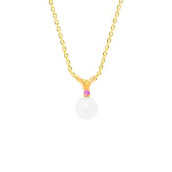 Halskette Perle mit Rubin in Gold