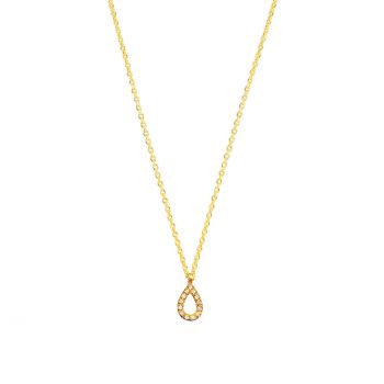 Die fabelhafte Halskette von Krinaki Jewelry mit elegantem, funkelndem Tropfen-Anhänger aus Gold und Zikronias wartet schon im Perlenmarkt OnlineShop auf Dich! Jetzt entdecken!
