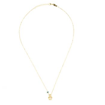 Fabelhafte Kurshuni Halskette mit funkelnder Hand der Fatima aus vergoldetem Silber, besetzt mit Zirkonias: Jetzt versandkostenfrei im Perlenmarkt OnlineShop!