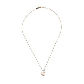 Die maritime kleine Kurshuni Halskette in Roségold mit Anker in einem funkelnden Kreis aus Zirkonias  wartet schon im Perlenmarkt auf Dich! Jetzt entdecken!
