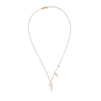 Preview: Die beschwingte Kurshuni Halskette mit funkelnden, roségoldenen Engelsflügeln und kleinem Zirkonia-Anhänger wartet schon im Perlenmarkt OnlineShop auf Dich! Jetzt entdecken!