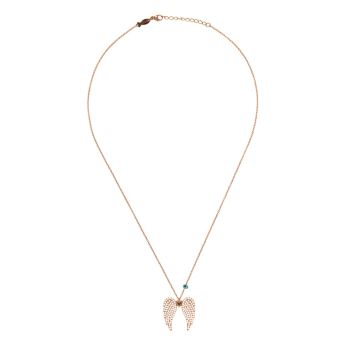 Preview: Die herrliche Halskette in Roségold mit wunderschönen, funkelnden Engelsflügeln und viel Herz wartet schon im Perlenmarkt OnlineShop auf Dich! Jetzt entdecken!