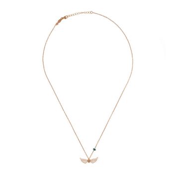 Preview: Die herrliche, roségoldene Halskette  mit wunderschönen kleinen Engelsflügeln besetzt mit funkelnden Zirkonias wartet schon im Perlenmarkt auf Dich! Jetzt entdecken!