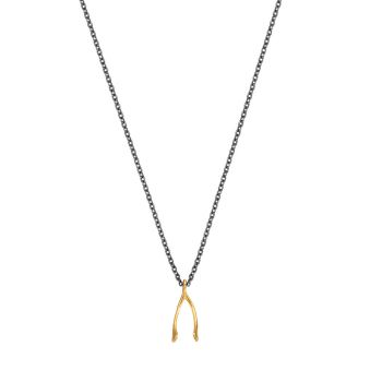 Diese Wünsche erfüllende Halskette von Krinaki Jewelry hat einen goldenen Wishbone als Anhänger und wartet schon im Perlenmarkt Onlineshop auf Dich! Jetzt entdecken!