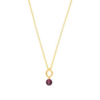 Die wunderschöne Halskette mit edler Perle aus feuerrotem Granat mit geschwungener Fassung aus Gold wartet schon im Perlenmarkt OnlineShop auf Dich! Jetzt entdecken!