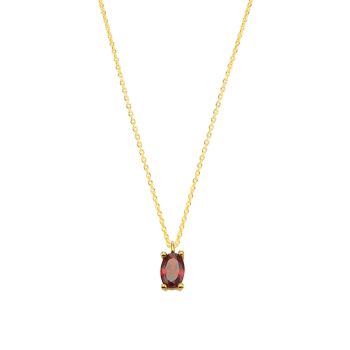 Die wunderschöne, klassisch elegante Halskette von Krinaki Jewelry mit dunkelrot-funkelnden Oval aus facettiertem Granat, gefasst in 14 Karat Gold wartet schon im Perlenmarkt auf Dich! Jetzt entdecken!