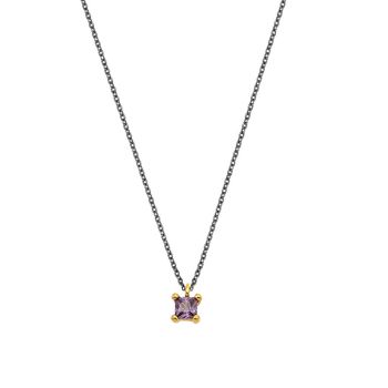 Die wunderschöne Halskette von Krinaki Jewelry mit violett-funkelndem Amethyst in facettiertem Quadratschliff, gefasst in 14 Karat Gold wartet schon im Perlenmarkt OnlineShop auf Dich! Jetzt entdecken!