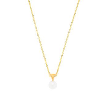 Die elegante Goldkette von Krinaki Jewelry trägt eine einzelne Perle mit wunderschöner Fassung und wartet schon im Perlenmarkt OnlineShop auf Dich! Jetzt entdecken!