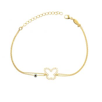 Wunderschönes Armband mit bezauberndem Schmetterling aus vergoldetem Sterling Silber und glitzernden Zirkonias. Kurshuni Schmuck wird in Istanbul handgefertigt. Jetzt versandkostenfrei im Perlenmarkt OnlineShop bestellen!