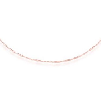 In diese filigrane Gliederkette sind umlaufend in regelmäßigen Abständen längliche Roségold-Elementen eingearbeitet. Längenverstellbar und mit Karabiner-Verschluss. Aus rosévergoldetem Sterling Silber: Kurshuni Schmuck wird in Istanbul handgefertigt.