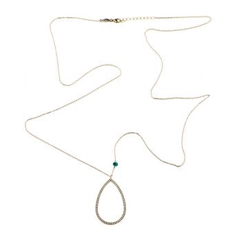 Preview: Wunderschöne, feine Halskette mit großem, funkelndem Tropfen-Anhänger: Jetzt versandkostenfrei im Perlenmarkt OnlineShop bestellen!