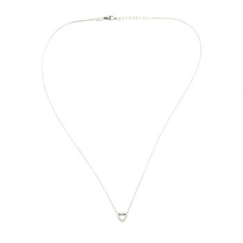 Preview: Zauberhafte Halskette aus rhodiniertem Sterling Silber mit funkelndem Herz-Anhänger: Jetzt versandkostenfrei im Perlenmarkt OnlineShop bestellen!