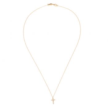Zierliche kleine Halskette mit zirkonia-besetztem Kreuz aus rosévergoldetem Sterling Silber: Jetzt versandkostenfrei im Perlenmarkt OnlineShop bestellen!