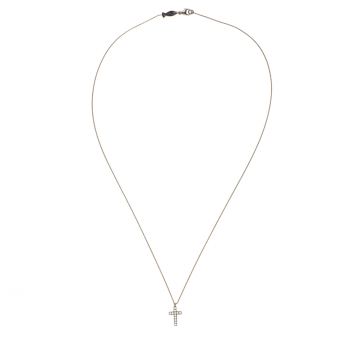 Zierliche kleine Halskette mit zirkonia-besetztem Kreuz aus geschwärztem Sterling Silber: Jetzt versandkostenfrei im Perlenmarkt OnlineShop bestellen!