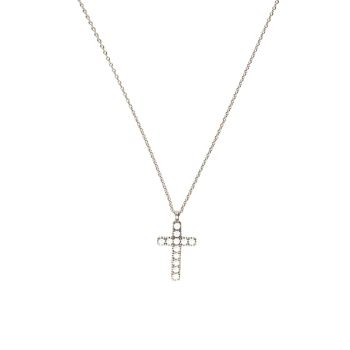Zierliche kleine Halskette mit zirkonia-besetztem Kreuz aus rhodiniertem Sterling Silber. Kurshuni Schmuck wird in Istanbul handgefertigt. Jetzt versandkostenfrei im Perlenmarkt OnlineShop bestellen!