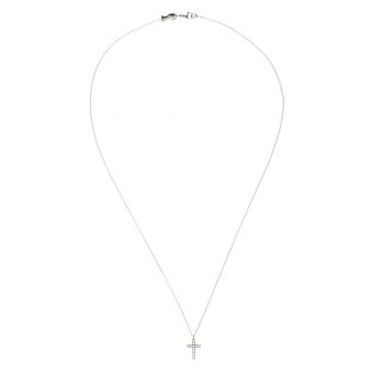 Preview: Zierliche kleine Kurshuni Halskette mit zirkonia-besetztem Kreuz aus Sterling Silber: Jetzt versandkostenfrei im Perlenmarkt OnlineShop bestellen!
