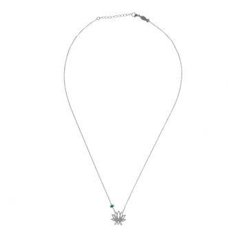 Preview: Wunderschöne Kurshuni Halskette mit stilvoller Lotosblume aus Sterling Silber: Jetzt versandkostenfrei im Perlenmarkt OnlineShop bestellen!