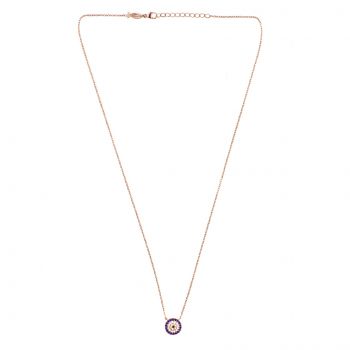 Preview: Verzaubernd schöne Halskette mit Nazar-Amulett aus rosévergoldetem Silber mit glitzernden Zirkonias: Jetzt versandkostenfrei im Perlenmarkt OnlineShop!