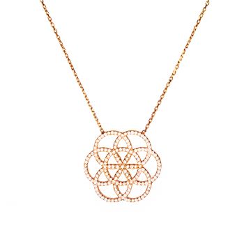 Fabelhafte Halskette mit herrlichem Seed of Life Anhänger aus rosévergoldetem, zirkonia-besetztem Sterling Silber. Kurshuni Schmuck wird in Istanbul handgefertigt. Jetzt versandkostenfrei im Perlenmarkt OnlineShop bestellen!