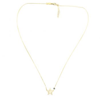 Funkelnde Halskette mit glitzerndem Stern aus vergoldetem Sterling Silber und Zirkonias: Jetzt versandkostenfrei im Perlenmarkt OnlineShop bestellen!