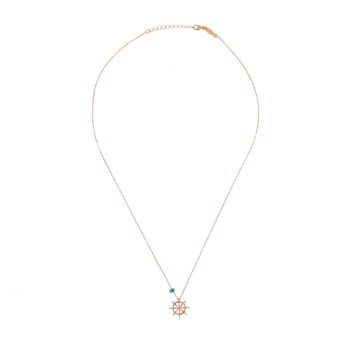 Preview: Tolle Halskette mit kleinem Steuerrad aus rosévergoldetem Sterling Silber: Jetzt versandkostenfrei im Perlenmarkt OnlineShop bestellen!