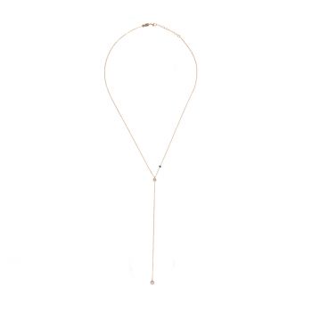 Elegante Y-Halskette von Kurshuni aus rosévergoldetem Sterling Silber mit verspielten Zirkonias: Jetzt versandkostenfrei im Perlenmarkt OnlineShop bestellen!