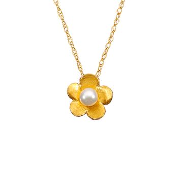 Halskette Blume mit Perle Gold