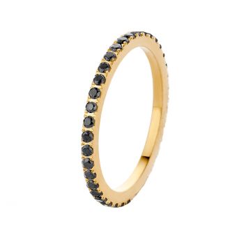 Bezaubernder MelanO Ring in Gold, umlaufend besetzt mit matt-schwarzen Zirkonias: Lässt sich ausgezeichnet mit Friends, Twisted oder Vivid Ringen zusammen tragen. Jetzt versandkostenfrei im Perlenmarkt OnlineShop bestellen!