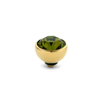 Funkelnder MelanO Twisted Ringaufsatz mit olive-farbenem Zirkonia und goldener Fassung, kombinierbar mit allen MelanO Twisted Ringen. Der MelanO Twisted Aufsatz wird auf den Ring geschraubt und ist austauschbar. Jetzt im Perlenmarkt OnlineShop bestellen!