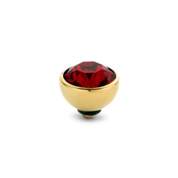 Fantastischer Ringaufsatz mit funkelndem Zirkonia in Rubinrot und goldener Fassung für alle MelanO Twisted Ringe. Jetzt versandkostenfrei im Perlenmarkt OnlineShop bestellen!
