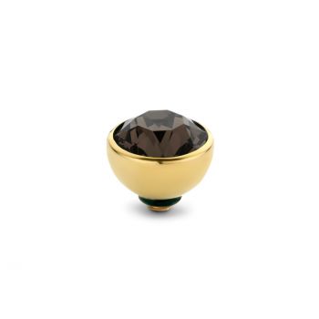 Funkelnder Ringaufsatz mit Zirkonia in Rauch-Topas und goldener Fassung für alle Twisted Ringe. Der Aufsatz wird auf den Ring geschraubt und kann ausgetauscht werden. MelanO Twisted Schmuck jetzt versandkostenfrei im Perlenmarkt OnlineShop bestellen!