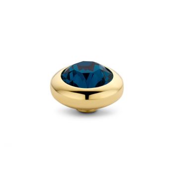 Funkelnder MelanO Ringaufsatz mit dunkelblauem Zirkonia in goldener Fassung für alle Vivid Ringe. Der Aufsatz wird auf den Ring geschraubt und ist austauschbar: Das Vivid Schmuck System jetzt versandkostenfrei im Perlenmarkt OnlineShop bestellen!