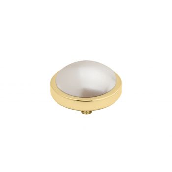 Wunderschöner Ringaufsatz mit goldener Fassung und lachsfarbener Perle für alle MelanO Vivid Ringe. Der Aufsatz wird auf den Ring geschraubt und ist austauschbar: Das Vivid Schmuck System jetzt versandkostenfrei im Perlenmarkt OnlineShop bestellen!