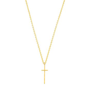 Die filigrane Halskette von Krinaki Jewelry trägt einen stilvollen, langen Kreuz-Anhänger aus 14 Karat Gold und wartet schon im Perlenmarkt OnlineShop auf Dich! Jetzt entdecken!