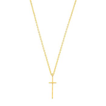 Die filigrane Halskette von Krinaki Jewelry trägt einen stilvollen, langen Kreuz-Anhänger aus 14 Karat Gold und wartet schon im Perlenmarkt OnlineShop auf Dich! Jetzt entdecken!