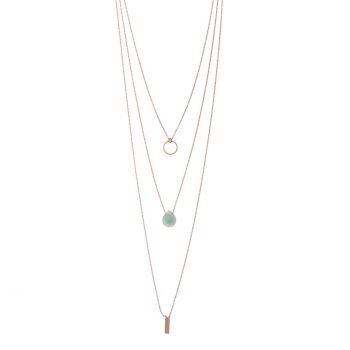Wunderschöne, dreifache Halskette mit drei Anhängern in Roségold mit Aventurin. alisia Schmuck wird in Italien gefertigt: Jetzt versandkostenfrei im Perlenmarkt OnlineShop bestellen!