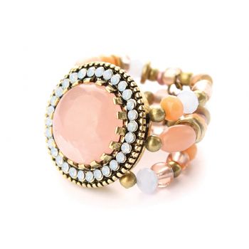 Preview: Jetzt neu im Perlenmarkt OnlineShop: Der entzückende Exoal Ring Round Crystal mit toller Kombination aus Rosenquarz und funkelndem Kreis aus Swarovski Elements aus der Exoal Sommerkollektion 2014. Exoal Schmuck wird aus Naturmaterialien hergestellt.