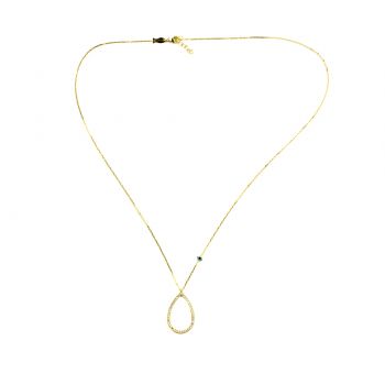 Preview: Zauberhafte Kurshuni Halskette mit goldener Gliederkette und funkelndem Tropfen-Anhänger. Jetzt versandkostenfrei im Perlenmarkt OnlineShop bestellen!