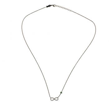 Preview: Unendlich schöne Kurshuni Halskette aus geschwärztem Sterling Silber mit glitzernden Zirkonia: Jetzt versandkostenfrei im Perlenmarkt OnlineShop bestellen!