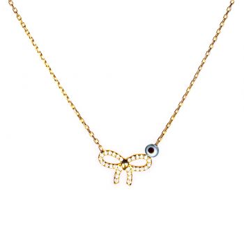 Zauberhafte kleine Kurshuni Halskette aus vergoldetem Sterling Silber mit funkelnder Schleife!  Kurshuni Schmuck wird in Istanbul handgefertigt. Jetzt versandkostenfrei im Perlenmarkt OnlineShop bestellen!