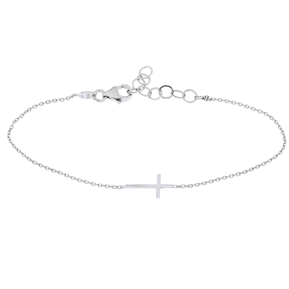 Elli Bracciale Donna Con Croce In Argento 925 E Perle Di Conchiglia E Cristalli - Elegante E Significativo
