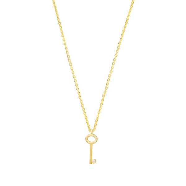 Die herrliche Halskette von Krinaki Jewelry mit goldenem Schlüssel als Anhänger wartet schon im Perlenmarkt OnlineShop auf Dich! Jetzt entdecken!